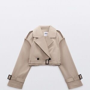 Zara Beige Cropped Trench Coat